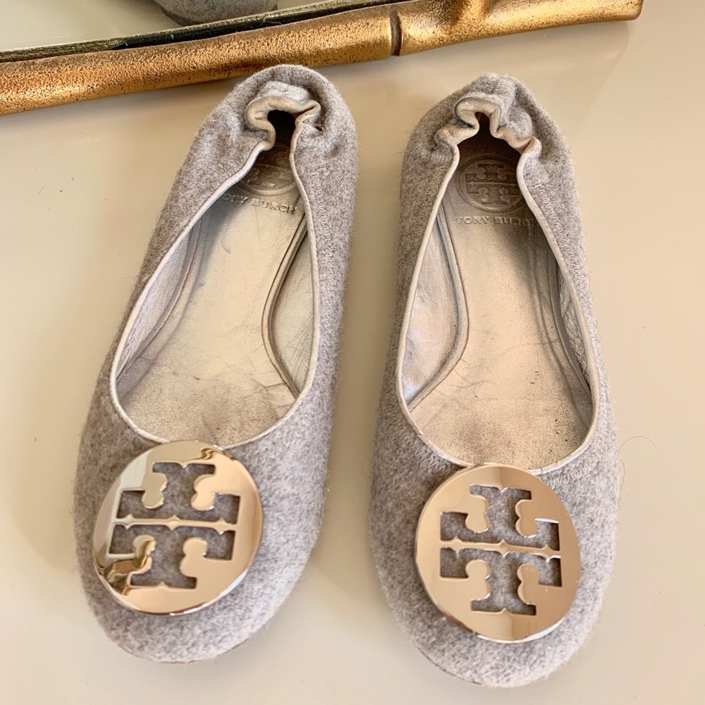 Tory Burch Grey Wool Flats (5.5)